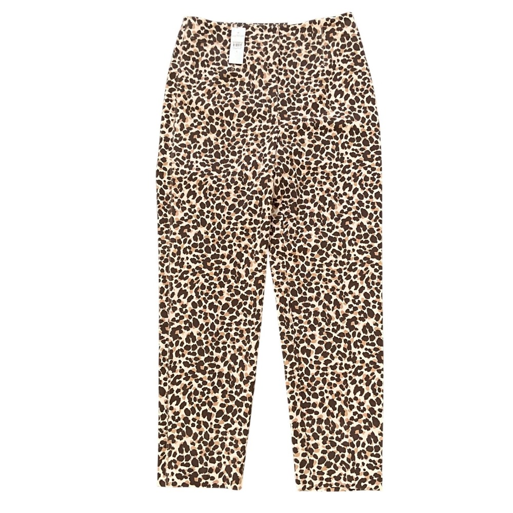 Ann Taylor Leopard Print High Rise Slim Ankle Pants Brown Tan Women Size 4 NWT